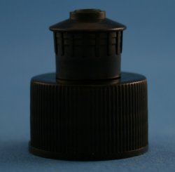 24mm 410 Black Ribbed Push Pull Cap with Bore Seal